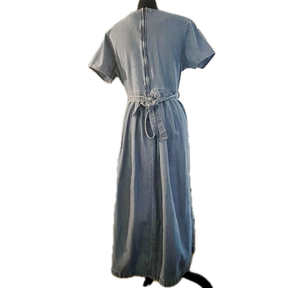 Basic Editions Slate Blue Maxi Dress with Button Front - Picture 4 of 6